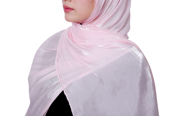 Organza Shimmer Hijab (Peach) - Image 6