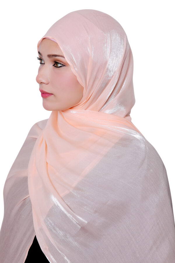 Organza Shimmer Hijab (Peach) - Image 3