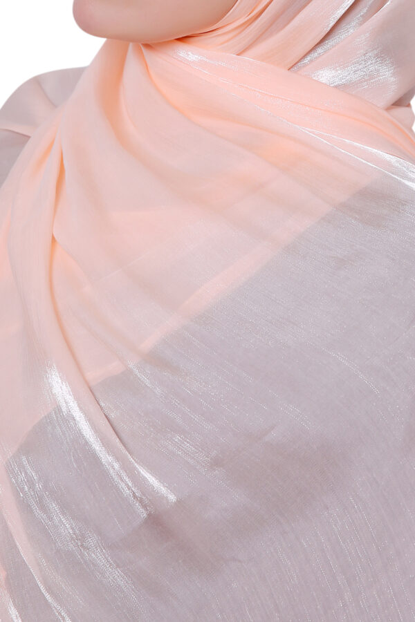 Organza Shimmer Hijab (Peach) - Image 5
