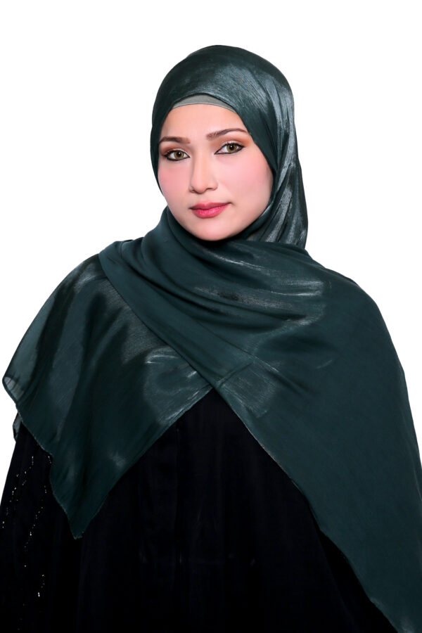 Organza Shimmer Hijab (Forest Green) - Image 4