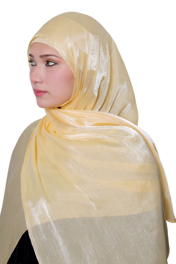 Organza Shimmer Hijab (Butter yellow) - Image 2