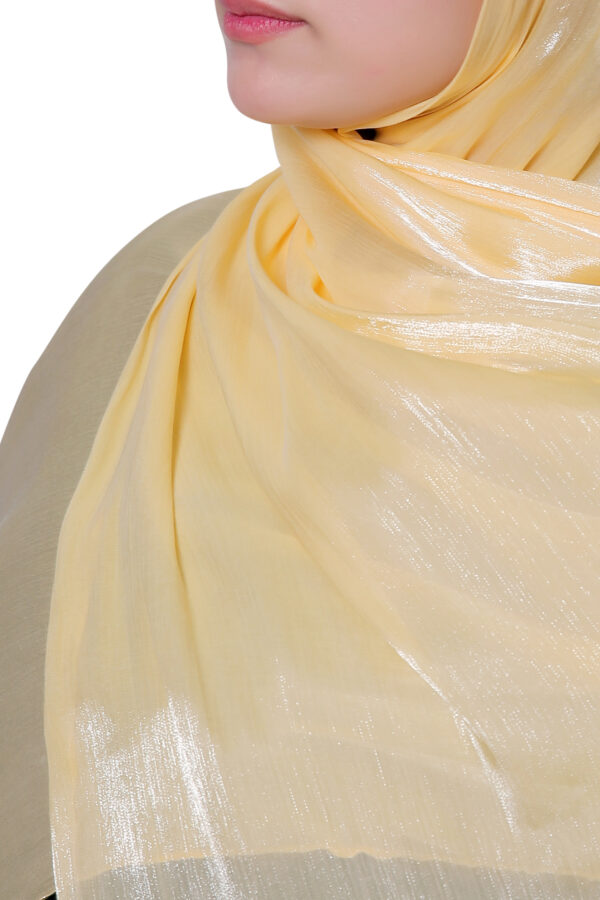 Organza Shimmer Hijab (Butter yellow) - Image 4