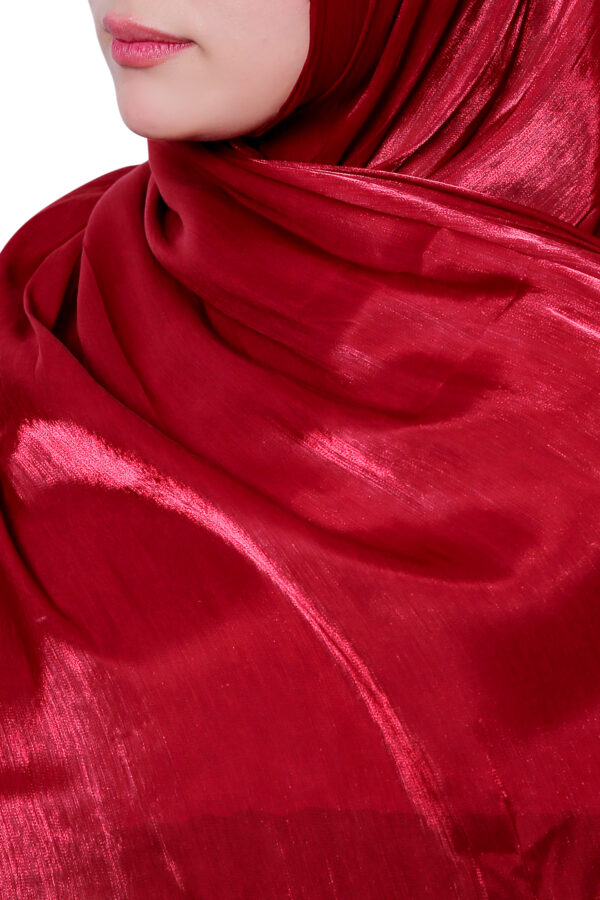 Organza Shimmer Hijab (Red) - Image 2