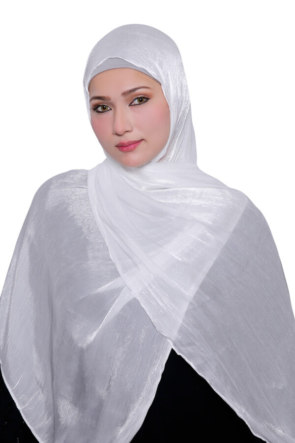 Organza Shimmer Hijab (White) - Image 3