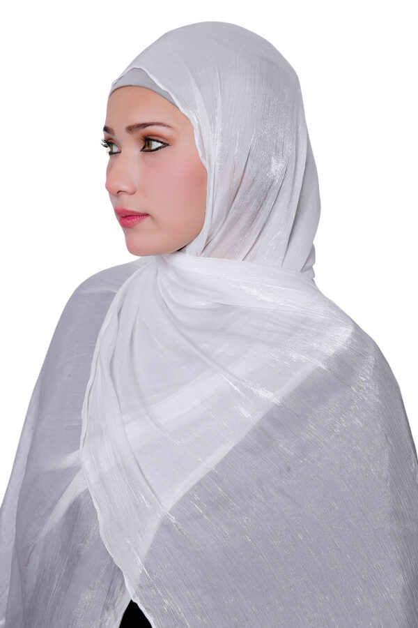 Organza Shimmer Hijab (White) - Image 2