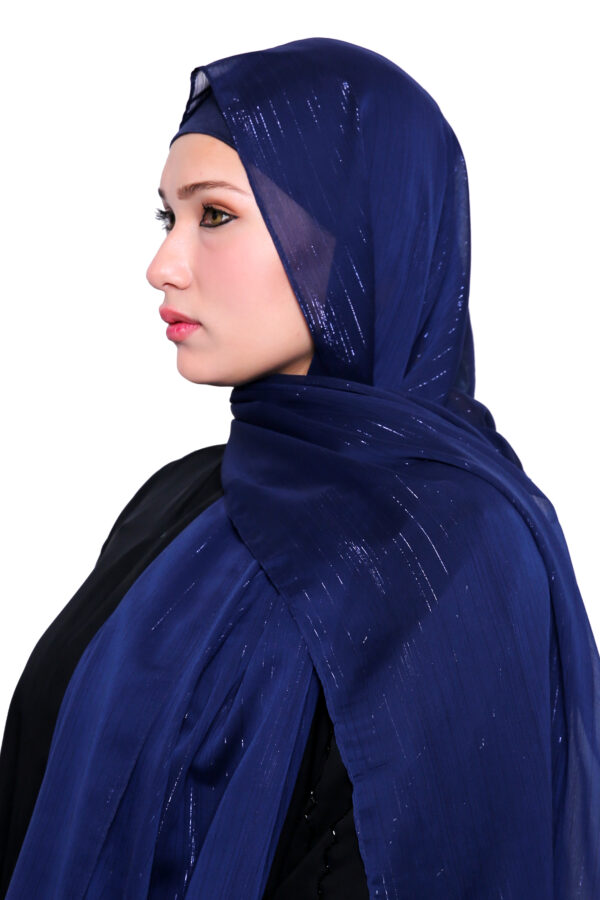 Shimmer Chiffon Hijab (Midnight Blue) - Image 2