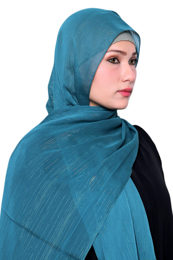 Shimmer Chiffon Hijab (Teal) - Image 4