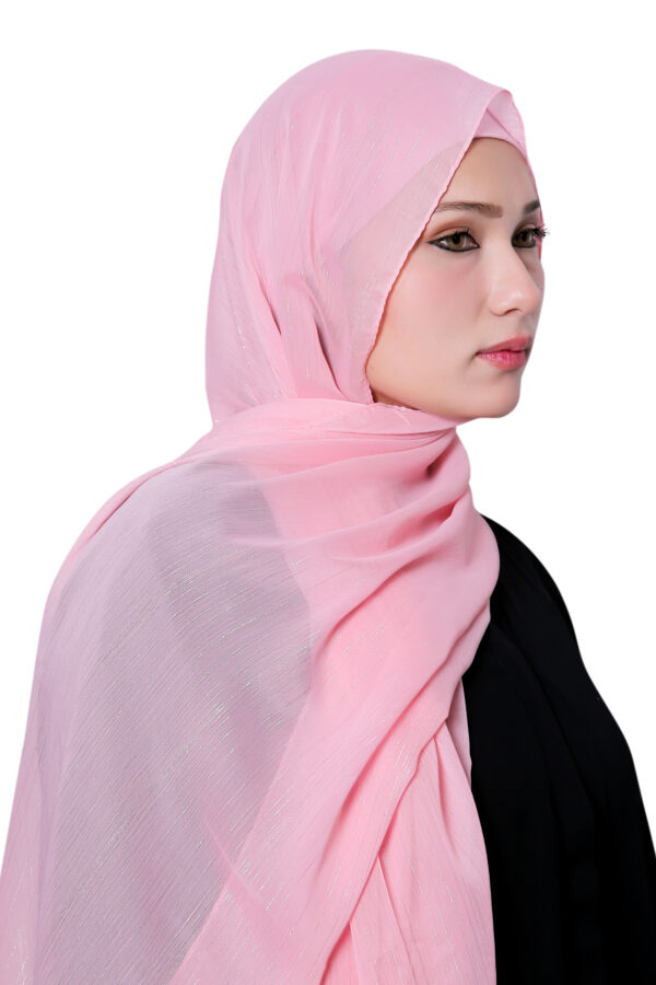 Shimmer Chiffon Hijab (Pink) - Image 5