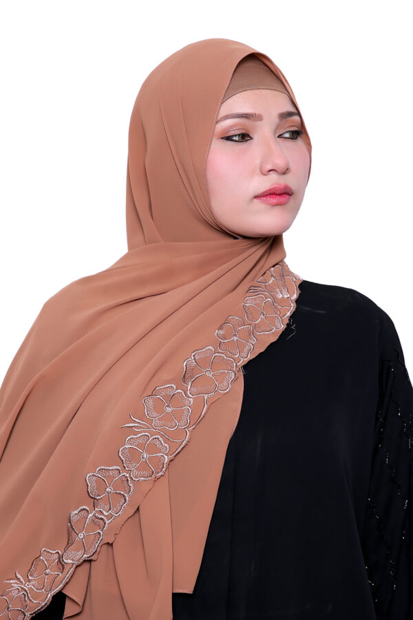 Embroidered Georgette Hijab (Chai)