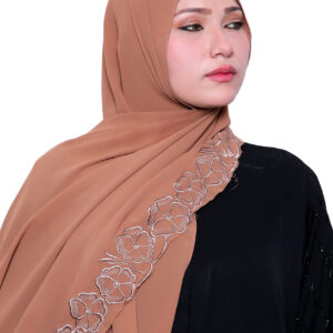 Embroidered Georgette Hijab (Chai)
