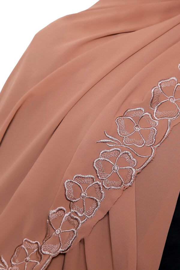 Embroidered Georgette Hijab (Chai) - Image 2