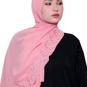 Embroidered Georgette Hijab (Baby Pink)