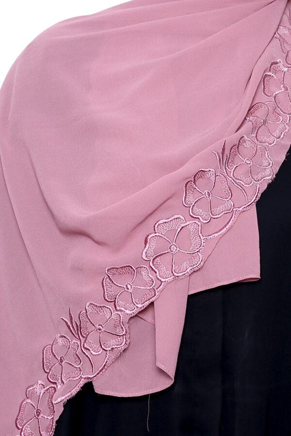 Embroidered Georgette Hijab (Viola) - Image 4