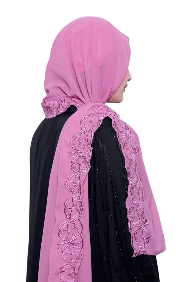 Embroidered Georgette Hijab (Viola) - Image 3