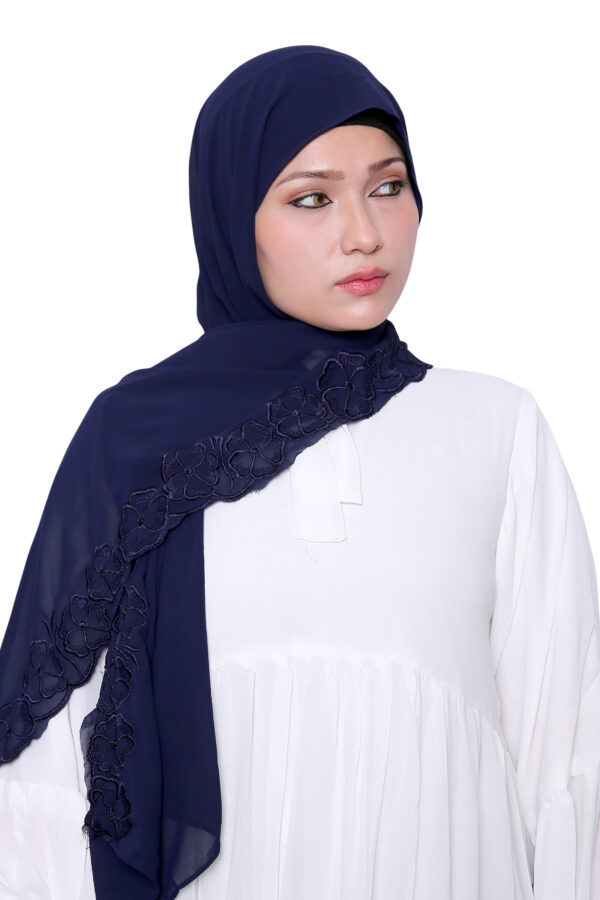 Embroidered Georgette Hijab (Blue)