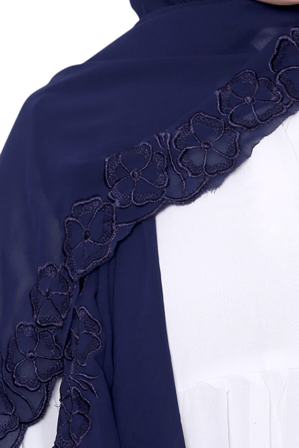 Embroidered Georgette Hijab (Blue) - Image 4