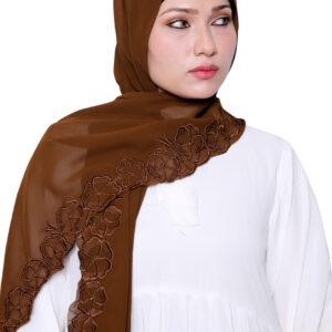 Embroidered Georgette Hijab (chocolate brown)